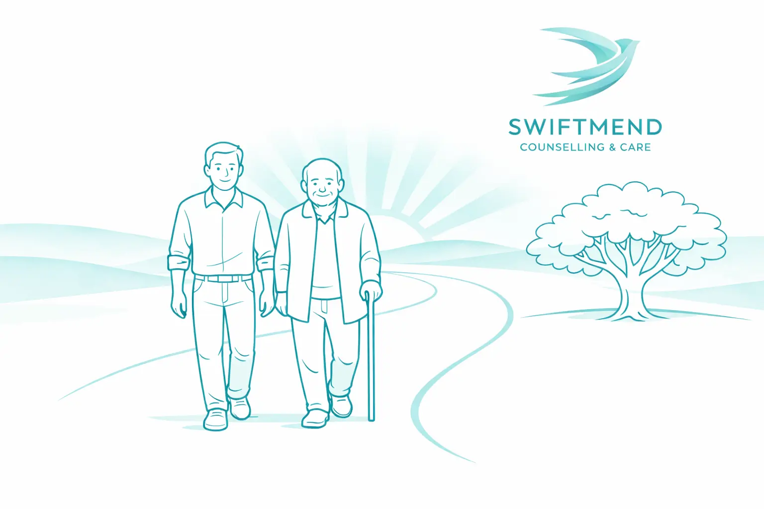 A compassionate therapist working with an older adult to provide mental health and emotional support.