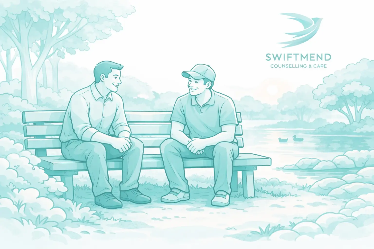 A compassionate counsellor explaining their therapeutic approach to building mental health and well-being.